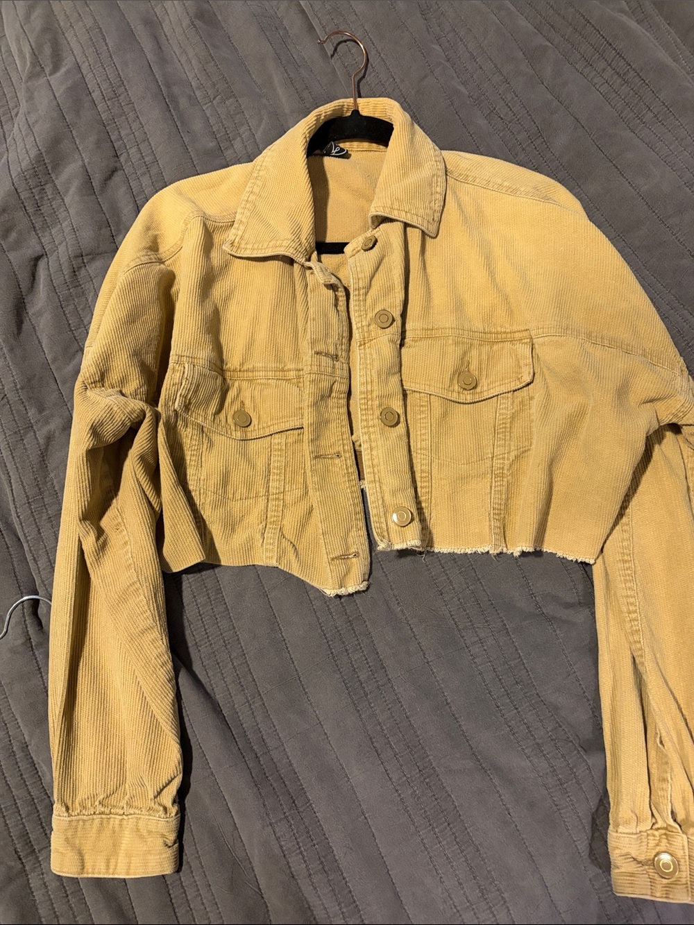 Windsor Cropped Corduroy Jacket in Mustard